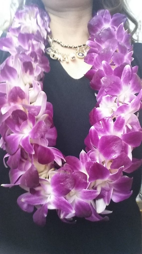 Traditional purple orchid lei