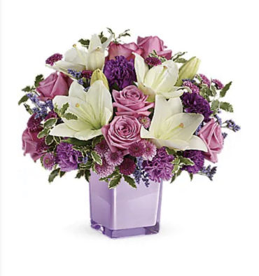 Pleasing Purple Bouquet - Cube