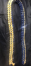 Double Ribbon Lei - blue/gold - Open Ends
