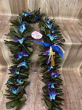 Graduation Stole T-Leaf Lei (Blue)