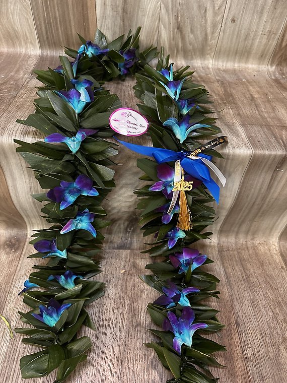 Graduation Stole T-Leaf Lei (Blue)