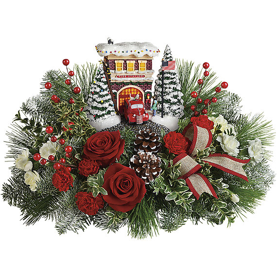 Thomas Kinkade&#039;s Festive Fire Station Bouquet