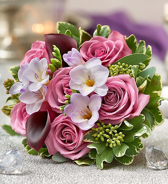 Purple Elegance Rose and Mini Calla Lily Bouquet