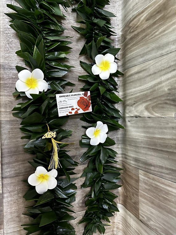 Graduation T leaf Lei - Silk plumeria