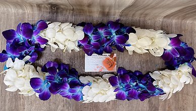 Blue and White Orchid Lei - mix