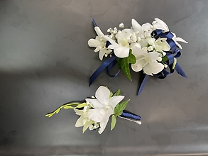 White orchid  corsage and boutonnière