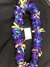 Blue Orchid Lei with Ribbons