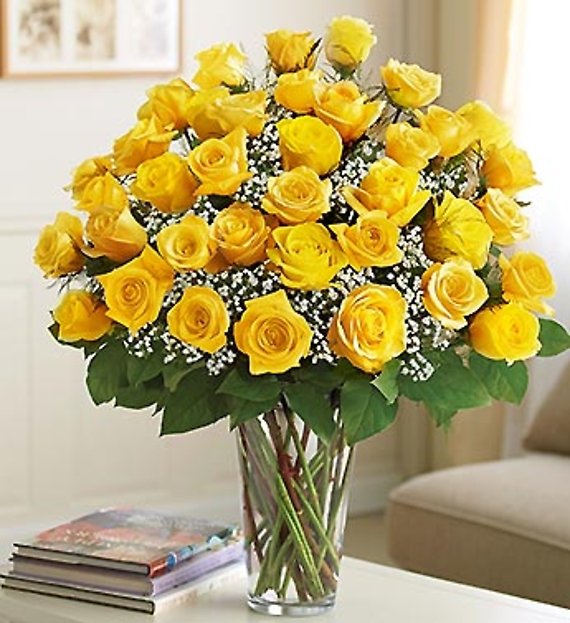 Elegance Long Stem Yellow Roses -2 dozen