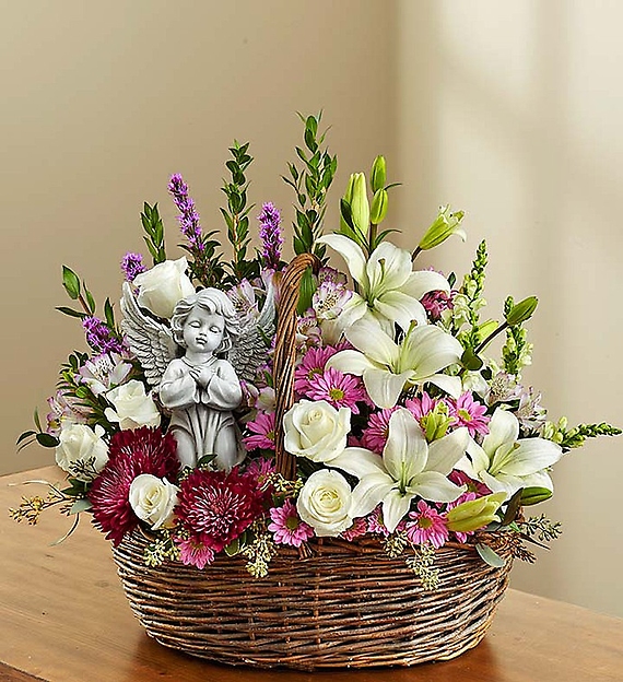 Heavenly Angel Lavender and White Basket