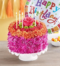 Birthday Wishes Flower Cake - Vibrant