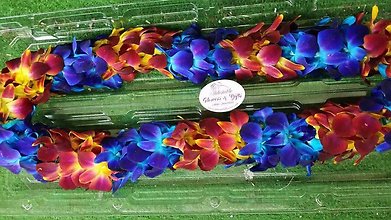 Blue and sunset orchid Lei