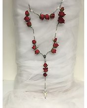 Rosary with Red Spray Roses