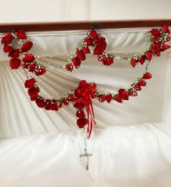 Rosary with Red Spray Roses