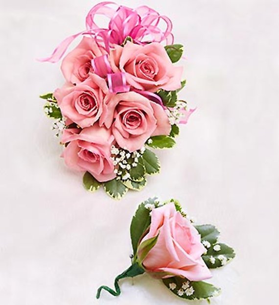 Pink Rose Corsage &amp; Boutonniere