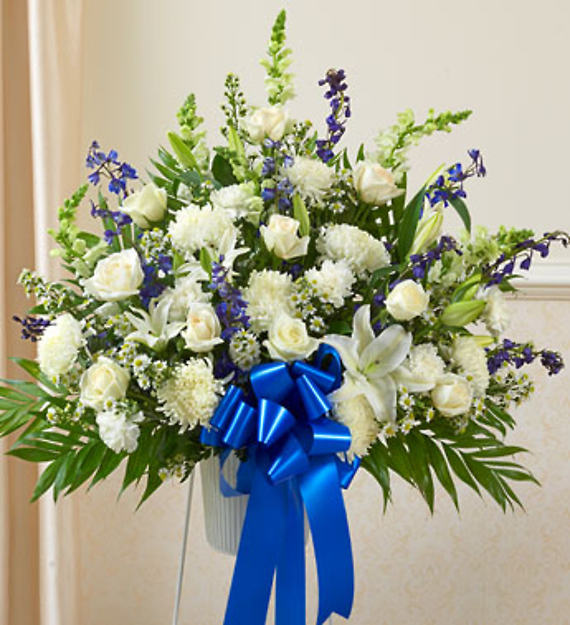 Heartfelt Sympathies Blue & White Basket