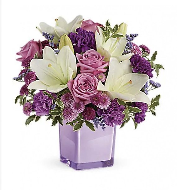 Pleasing Purple Bouquet - Cube